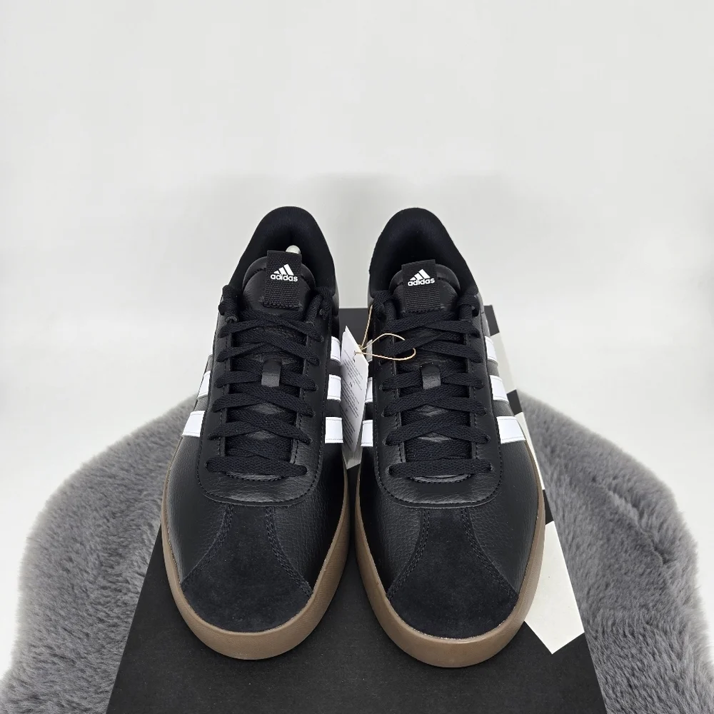 New adidas Vl Court 3.0 Core Black Cloud White Gum Men's Shoes Size 12